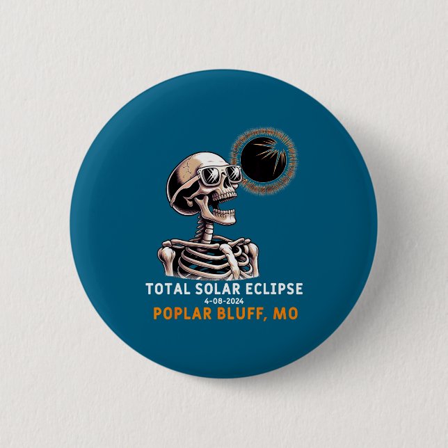 Shirt Skeleton Solar Eclipse Poplar Bluff 6 Cm Round Badge (Front)