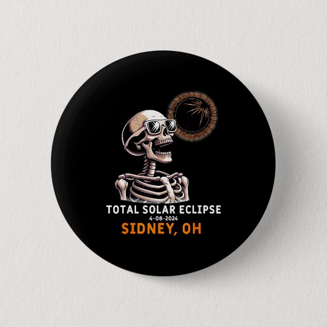 Shirt Skeleton Solar Eclipse Sidney Ohio 6 Cm Round Badge (Front)