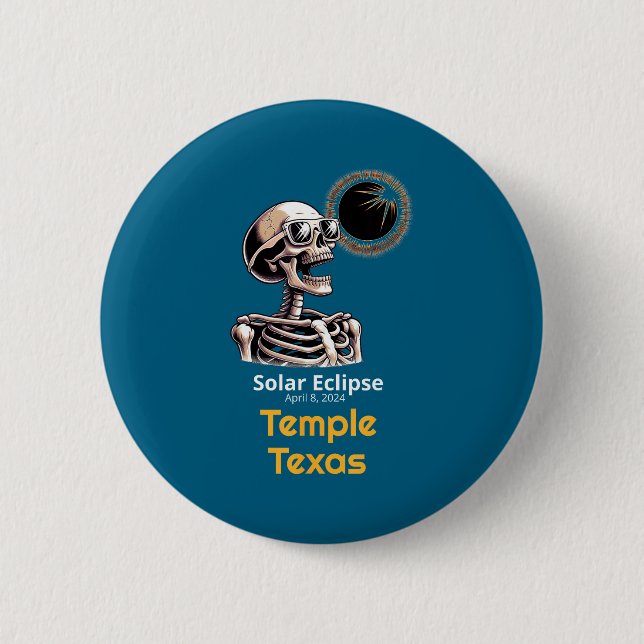 Shirt Skeleton Solar Eclipse Temple Texas 6 Cm Round Badge (Front)