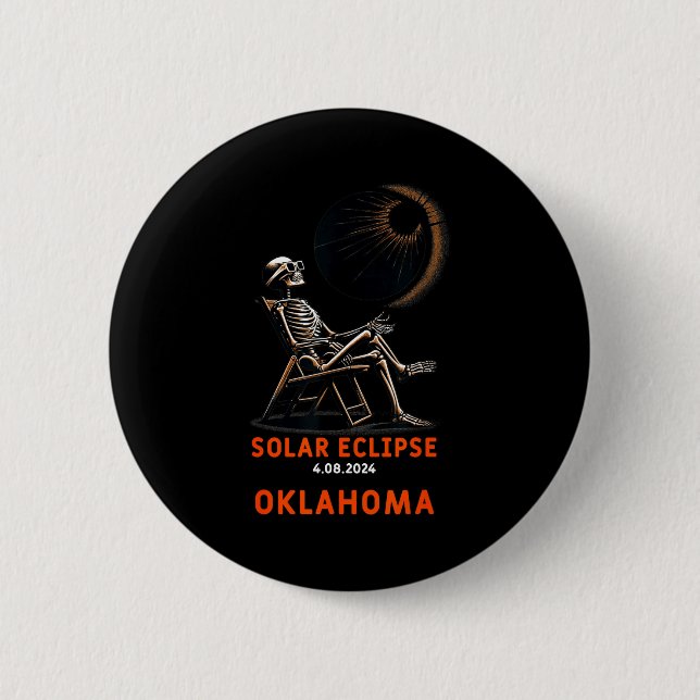Shirt Solar Eclipse Skeleton Oklahoma Souvenir 6 Cm Round Badge (Front)