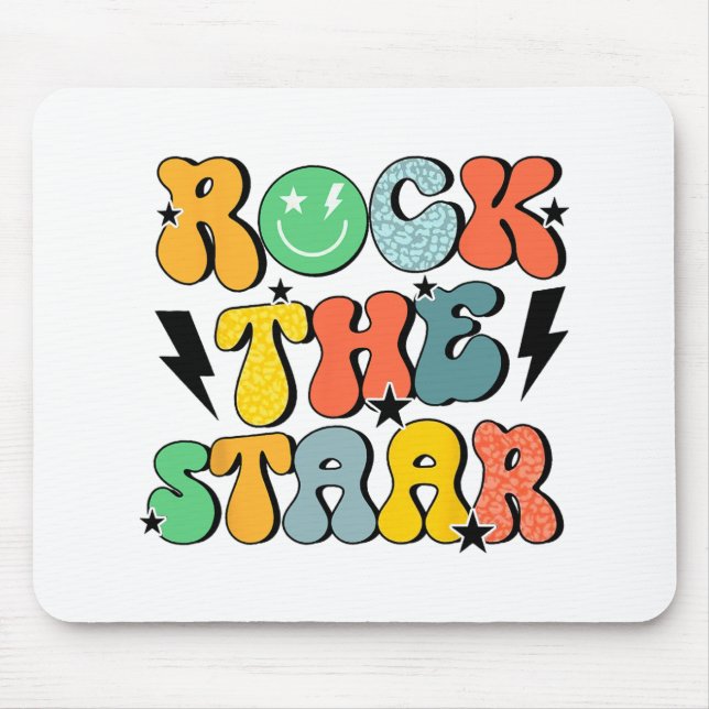 Shirt Test Day Rock The Funny Staar Test Squad  Mouse Mat (Front)