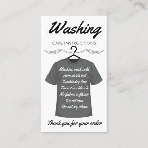Shirt Washing Care Instructions Customer Direction Business Card