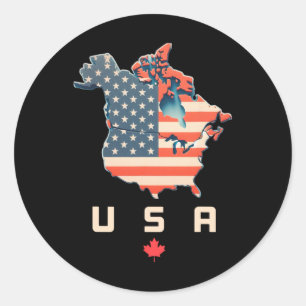 Shirt With Canada And Usa Map - Annexe America’s 5 Classic Round Sticker