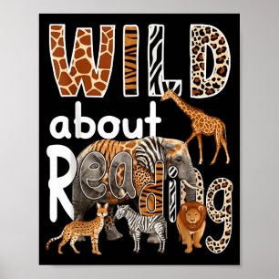 Shirt Zoo Animals Wild About Reading Poster