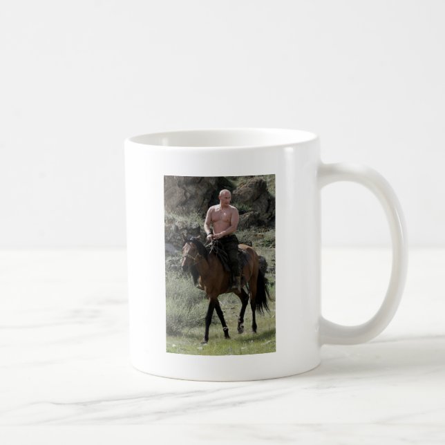 Shirtless Putin Rides a Horse Coffee Mug (Right)