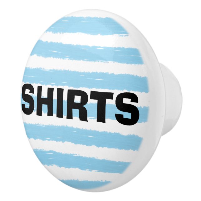 Shirts Sky Blue White Watercolor Stripes Ceramic Knob (Right)