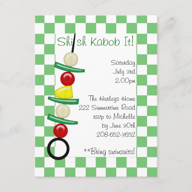 Shish Kabob It invitation Postcard (Front)