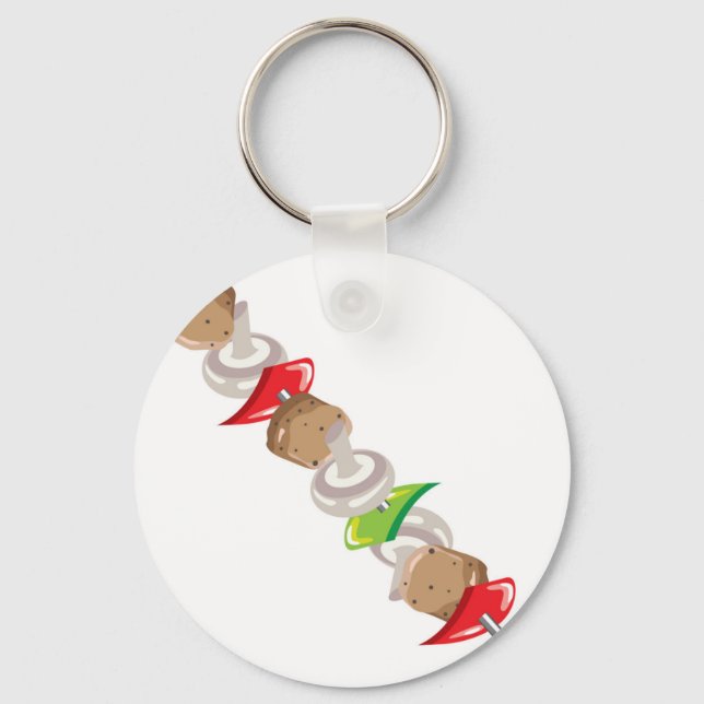 Shish Kabob vector Illustration clip-art Key Ring (Front)