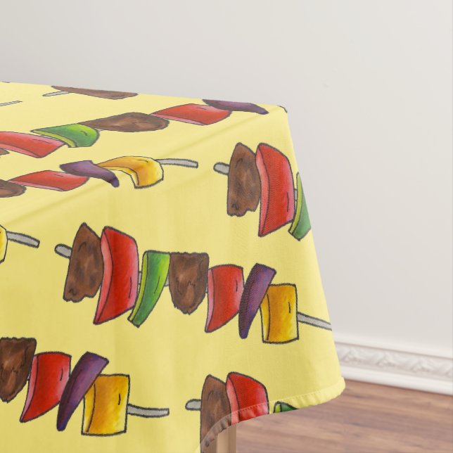 Shish Kebab Summer Vegetable Skewer Food Grilling Tablecloth (In Situ)