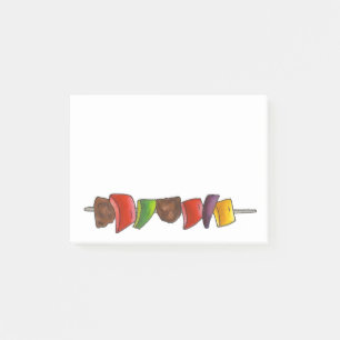 Shish Kebab Veggie Meat Skewer Grilling Cookout Post-it Notes