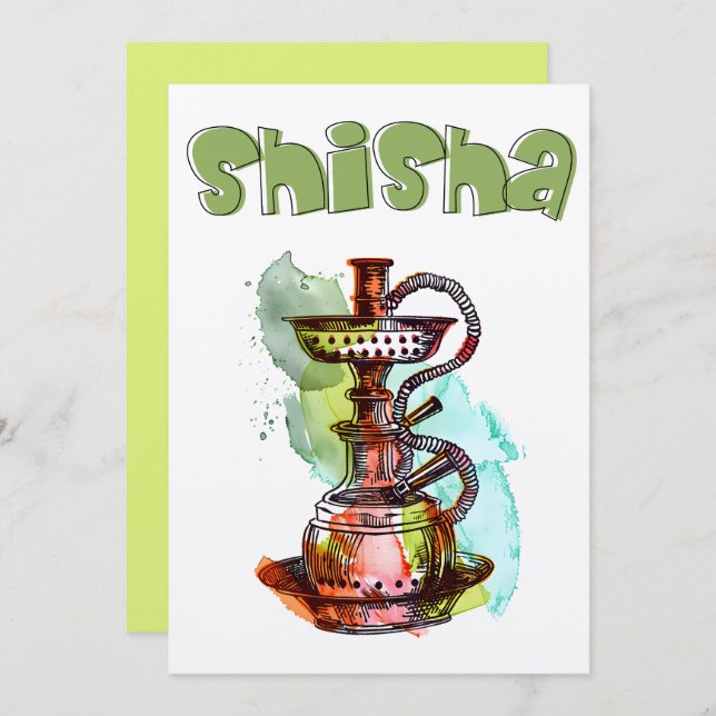 Shisha Hookah Arguileh شيشة ارجيلة يا معلم Invitation (Front/Back)