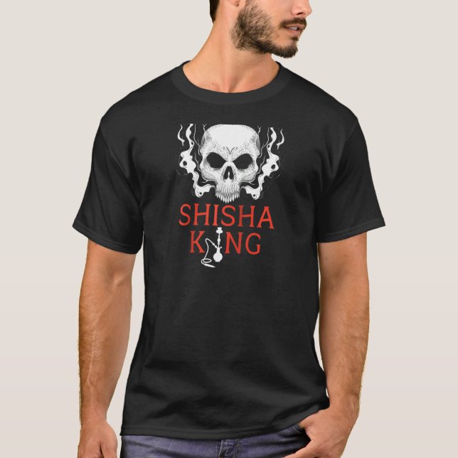 Shisha King Skull Smoker Hookah Water Pipe Narghil T-Shirt (Front)