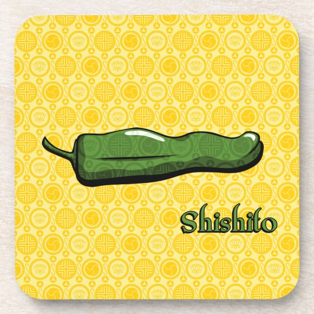 Shishito Chilli Pepper Plastic Coaster (Front)