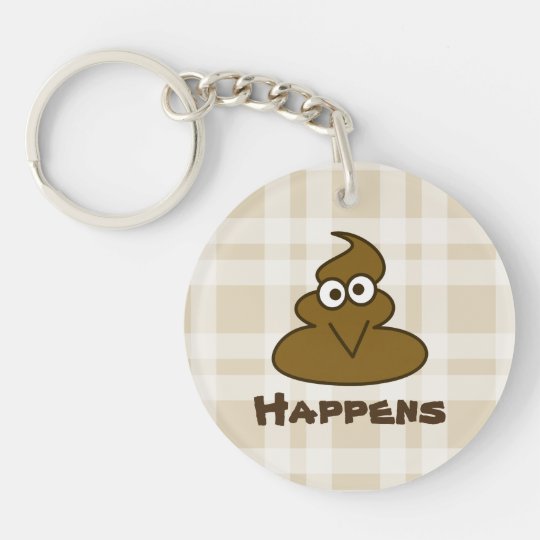 Shit Happens Funny Poop Poo Emoji Cartoon Key Ring