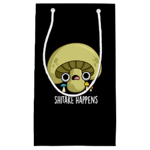 Shitake Happens Funny Mushroom Pun Dark BG Small Gift Bag