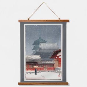Shitennō-ji Temple in Osaka, Hasui Kawase, Woodcut Hanging Tapestry