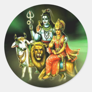 SHIVA AND PARVATHI CLASSIC ROUND STICKER