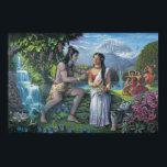 Shiva and Parvati -36 X 24 in. Print<br><div class="desc">Shiva and Parvati - This painting depicts the story of when Goddess Parvati invited Sri Mahadev Shiva to Her beautiful garden grove which she created by Her mystic power under the great Mount Kailasa.</div>
