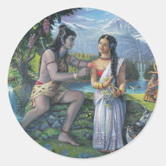Shiva and Parvati - The All-Auspicious Couple Classic Round Sticker