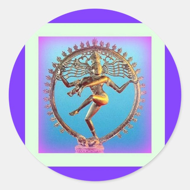 Shiva Dancing in Violet Mysticism by Sharles Classic Round Sticker (Front)
