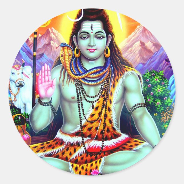 Shiva-Hindu Asian Indian God शिव Classic Round Sticker (Front)
