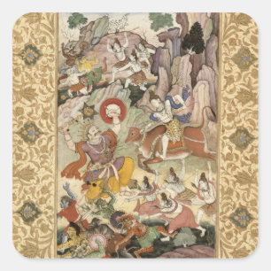 Shiva killing the Demon Andhaka, c.1585-90 Square Sticker
