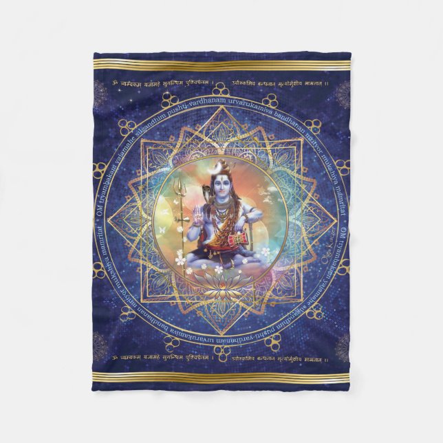 Shiva Mahamrityunjaya - Health, Peace & Prosperity Fleece Blanket (Front)