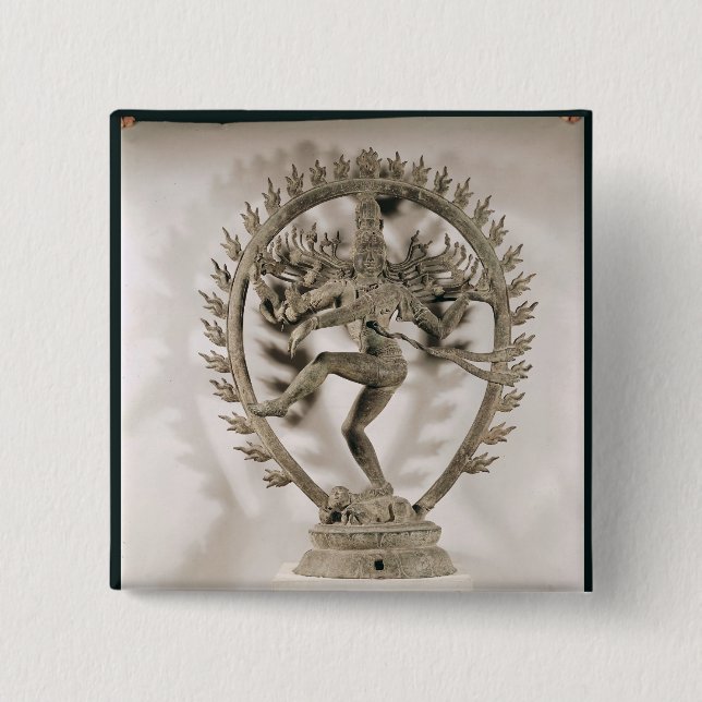 Shiva Nataraja, Dravidian 15 Cm Square Badge (Front)