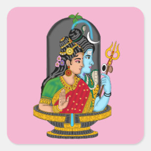Shiva Parvati Divine Couple Sticker – Eternal Love