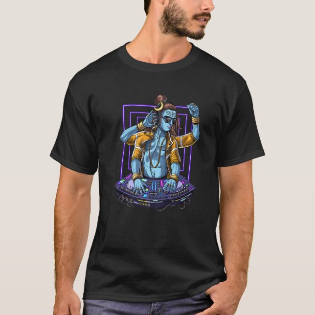 Shiva Psychedelic DJ Psytrance Techno Music EDM Fe T-Shirt (Front)