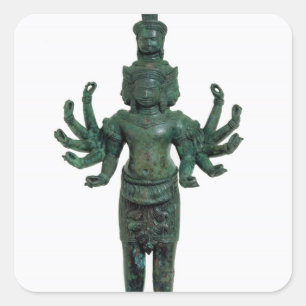 Shiva with many arms and heads, Angkor Square Sticker