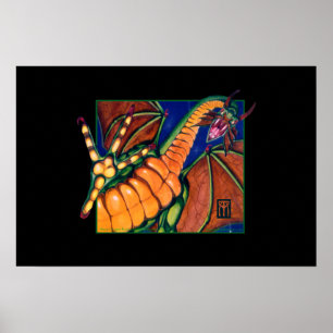 Shivan Dragon print on black