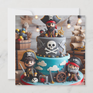 SHIVER ME TIMBERS PIRATES THEMED BIRTHDAY CAKE INVITATION