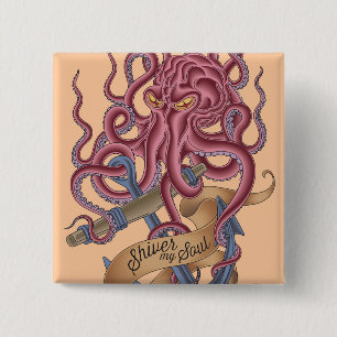 Shiver My Soul   Octopus Tatto 15 Cm Square Badge