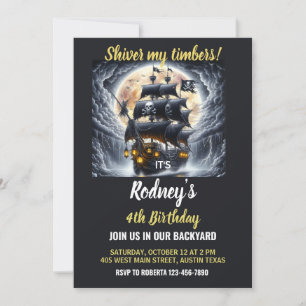 Shiver My Timbers Pirate Birthday Invitation