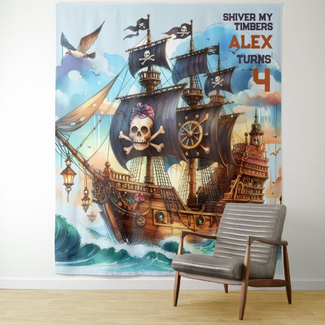 Shiver My Timbers Pirate Theme Tapestry (In Situ)