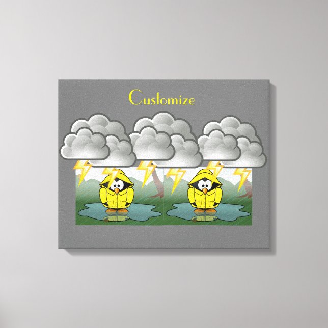 Shivering Rainy Day Penguin Thunder_Cove Canvas Print (Front)