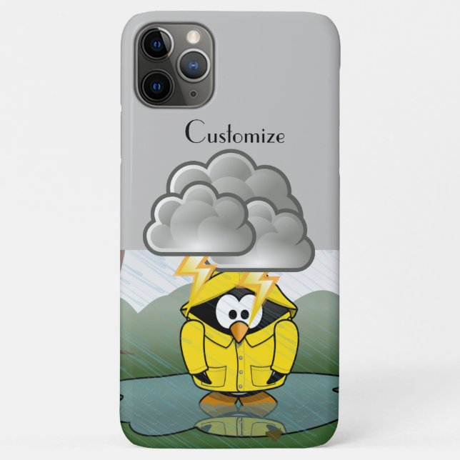 Shivering Rainy Day Penguin Thunder_Cove Case-Mate iPhone Case (Back)