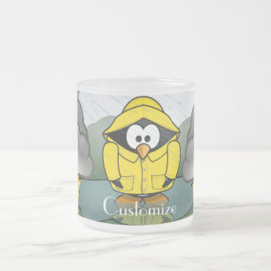 Shivering Rainy Day Penguin Thunder_Cove  Frosted Glass Coffee Mug