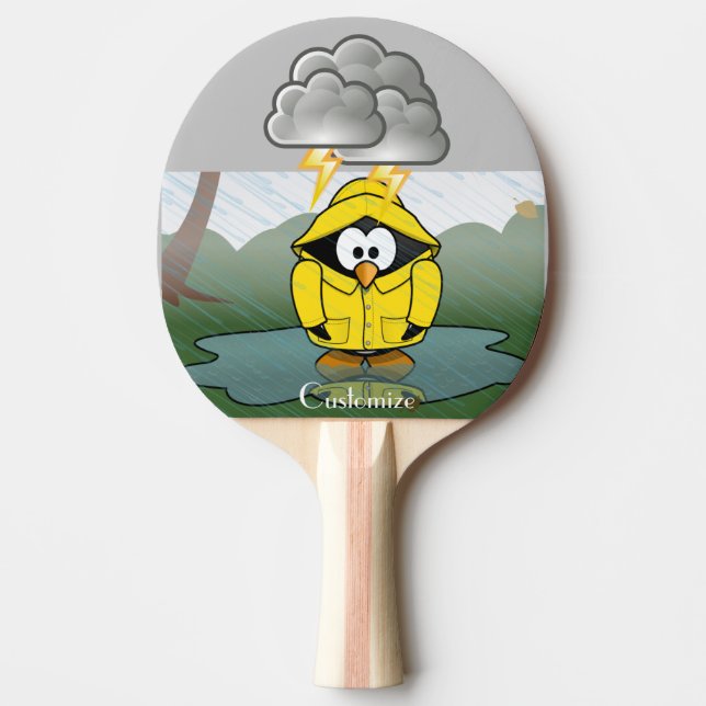 Shivering Rainy Day Penguin Thunder_Cove Ping Pong Paddle (Front)