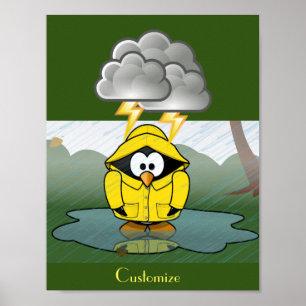 Shivering Rainy Day Penguin Thunder_Cove Poster