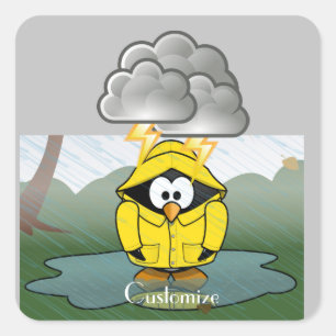 Shivering Rainy Day Penguin Thunder_Cove  Square Sticker