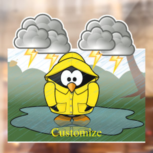 Shivering Rainy Day Penguin Thunder_Cove Window Cling