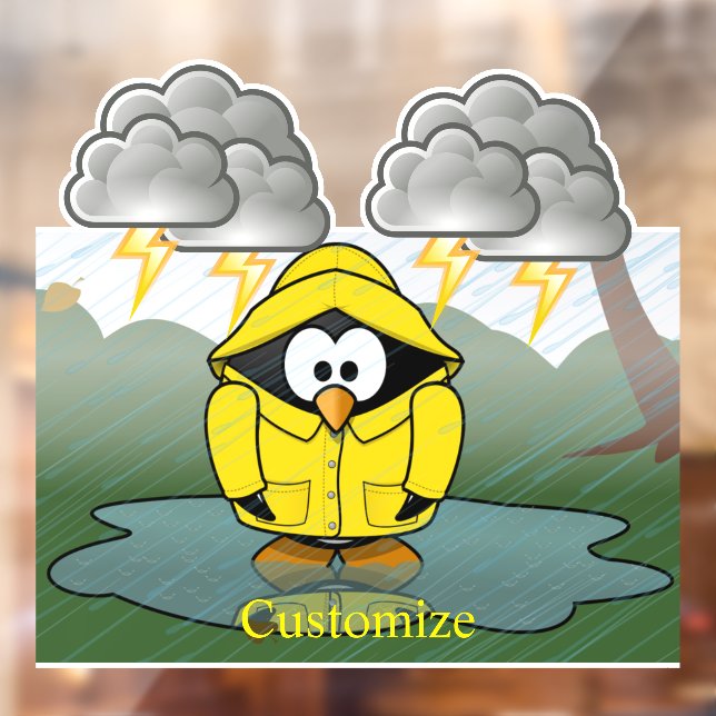 Shivering Rainy Day Penguin Thunder_Cove Window Cling (Sheet 2)