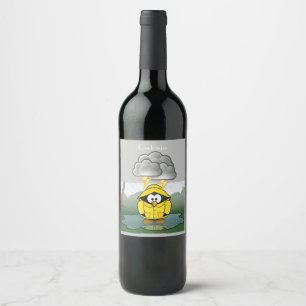Shivering Rainy Day Penguin Thunder_Cove Wine Label
