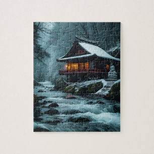 Shizuka na Fuyu: Silent Temple by the Winter River Jigsaw Puzzle