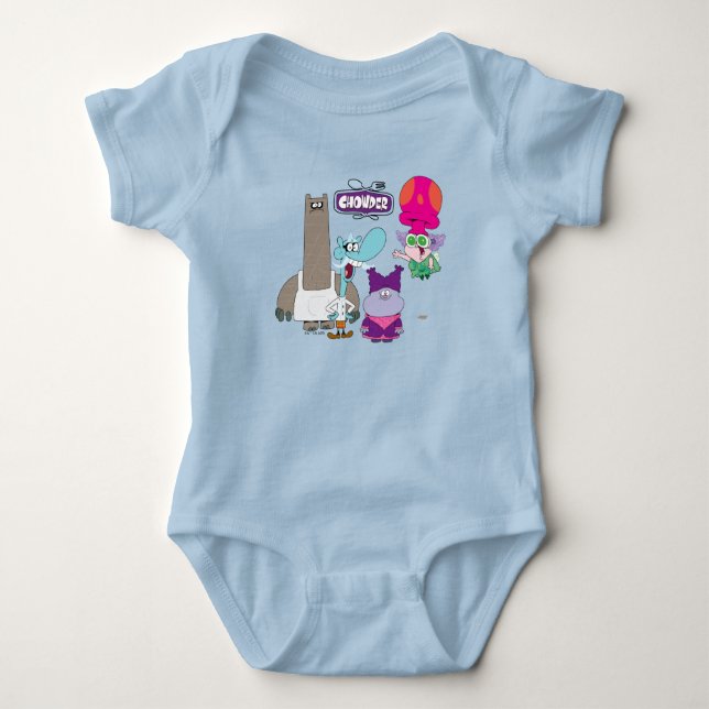 Shnitzel, Mung, Chowder, and Truffles Baby Bodysuit (Front)
