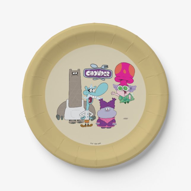 Shnitzel, Mung, Chowder, and Truffles Paper Plate (Front)