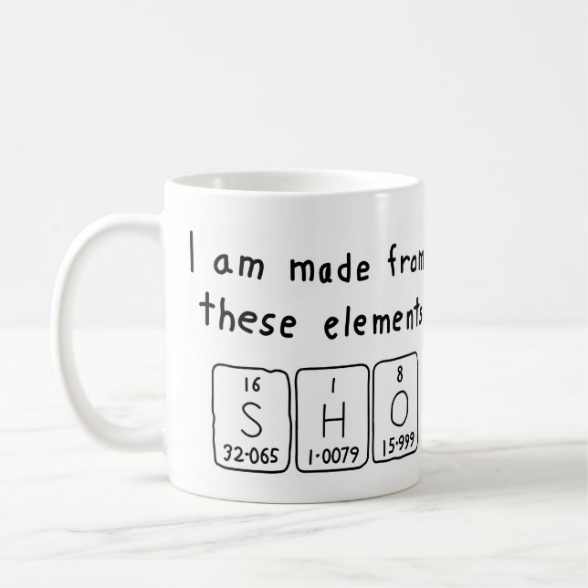 Sho periodic table name mug (Left)