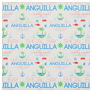 Shoal Bay, Anguilla Colour Text And Images Pattern Fabric